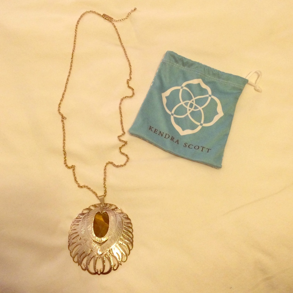Kendra Scott Gold Pendant Necklace with Amber Stone